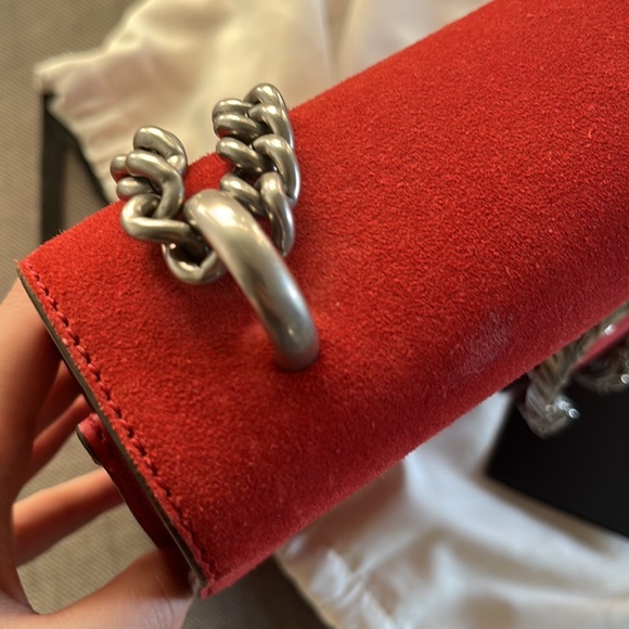 Gucci Red Suede Large Dionysus Shoulder Bag - Picture 12 of 17